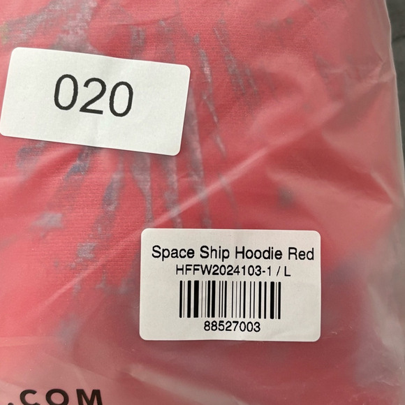 Homme + Femme Space Ship Hoodie Red Large - Picture 5 of 5